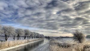 Winter landscape at Audebo Channel, Vest Zealand, Denmark